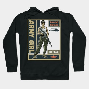 Black Anime Army Girl Hoodie